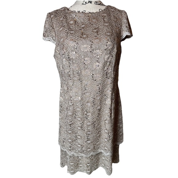 Alex Evenings Dresses & Skirts - ALEX EVENINGS Lace Sequin Dress Size 16 Petite‎ Champagne Wedding MOB/MOG Event